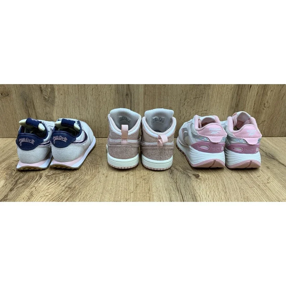 Sneaker Lot Sz 6C Nike Jordan 1 Washed Pink FN7537-161 + Waffle Trainer + Reebok